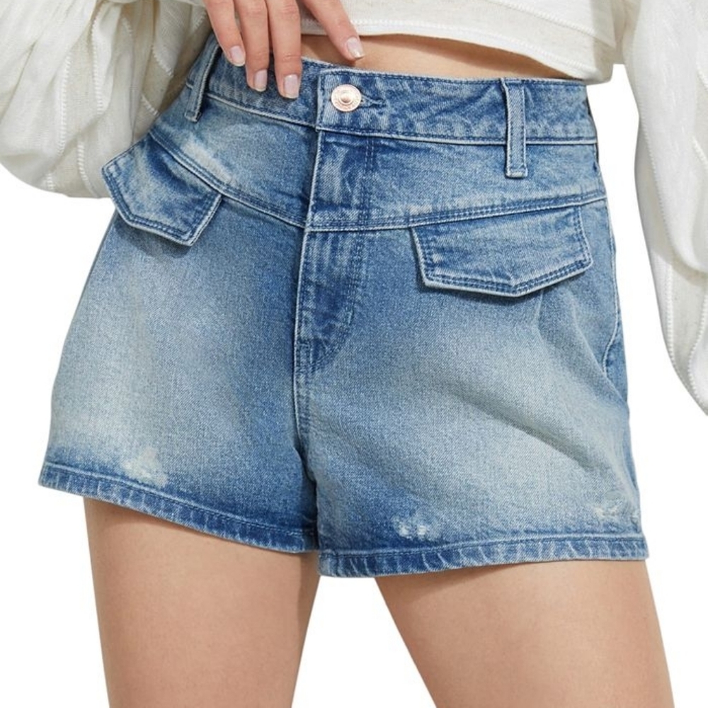 Guess Pleated From Denim Shorts